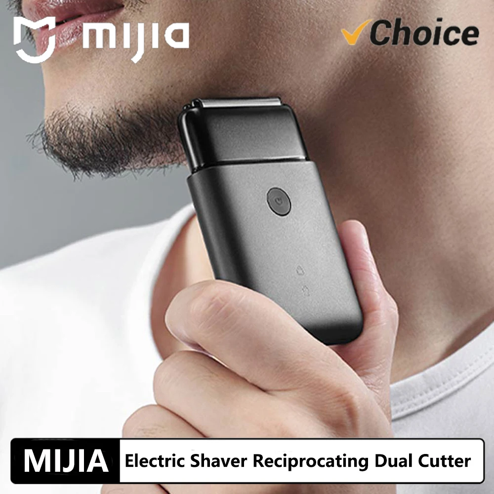 NEUER MIJIA Elektrischer Rasierer mit Doppelklingensystem, Wasserdicht, Mini, Tragbar, Wiederaufladbar, Magnetischer Messerhalter Image