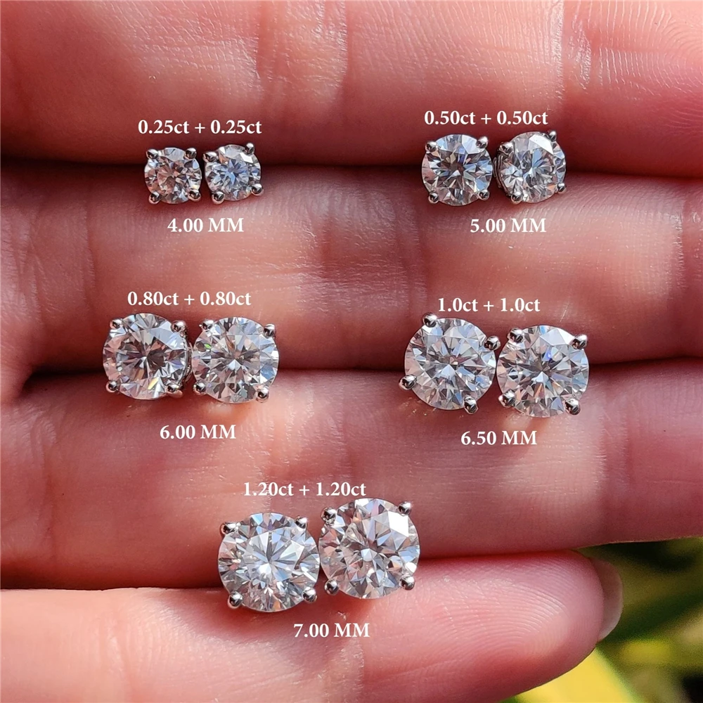 CANNER 0,5-1,2 Karat D Farbe Moissanit Ohrstecker Ohrringe für Frauen 925 Sterling Silber Elegante funkelnde Piercing Ohrringe Geschenk