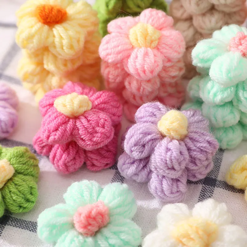 10-50Pcs Wolle Blume Aufkleber Für DIY Schuhe Und Hüte Handwerk Nähen Kleidung Kopfbedeckungen Haar Clips Dekorative Zubehör Image