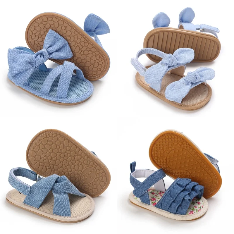 Süße 0–18 Monate Baby, niedlich, offene Zehen, Vorschule, Sommersandalen, blaue Prinzessin, lässig, weiche Gummiboden, rutschfest, Einzelschuh für Damen