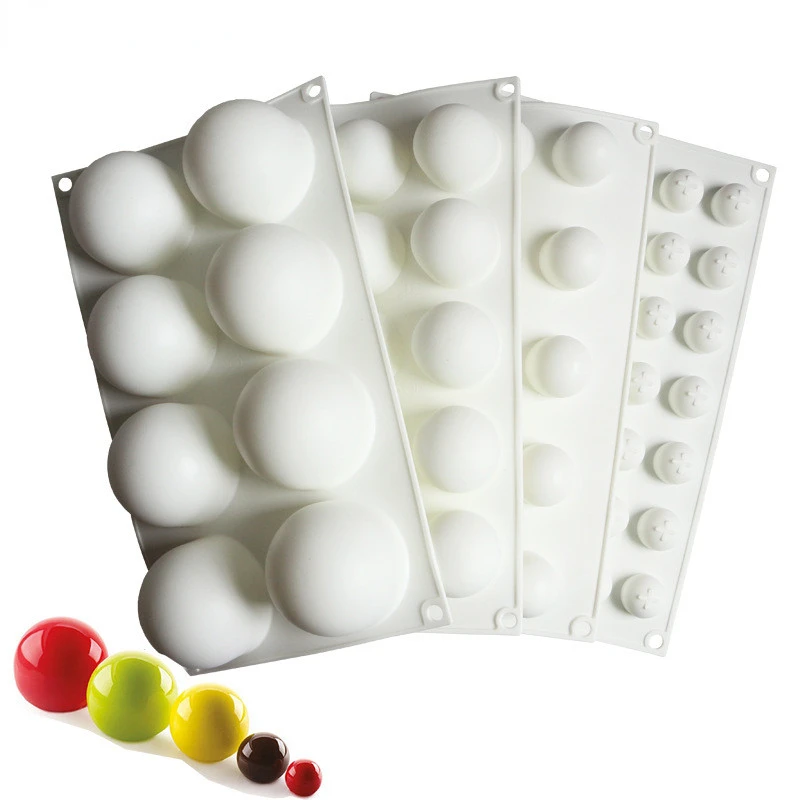 Silikon-Schokoladenform, Silikon-Kugel-Kuchenformen, 3D-Halbkugel, Süßigkeiten, Trüffel, Backblech, 1 Stück Image