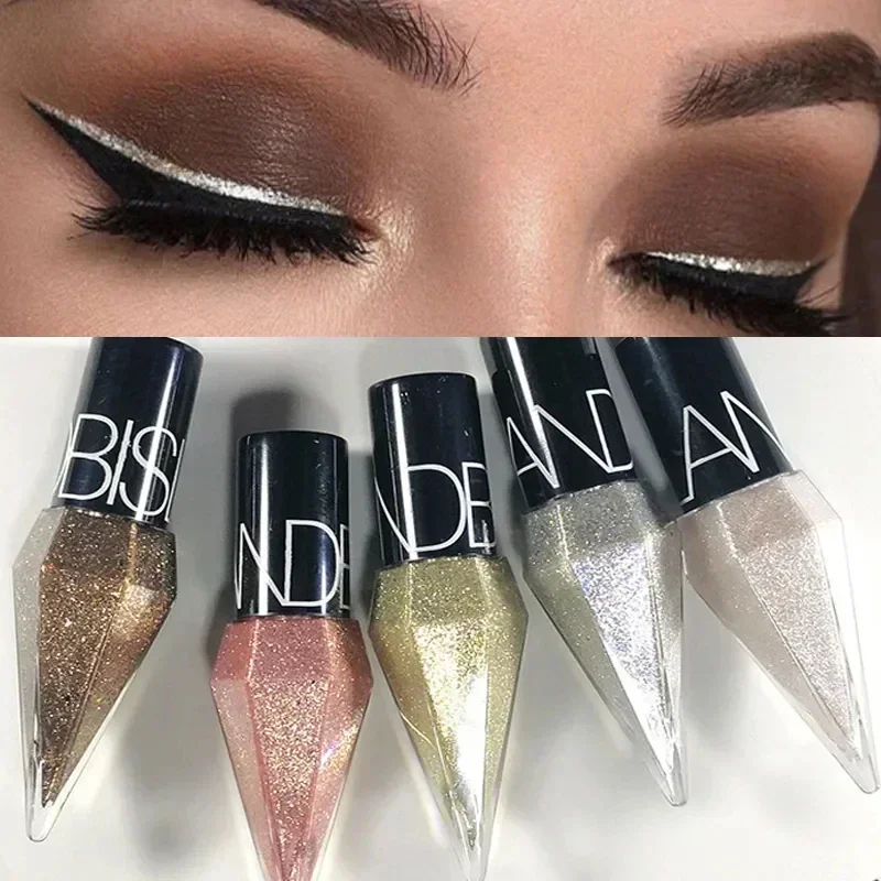 Glänzende Eyeliner, Pigment, Silber, Roségold, Farbe, flüssiger Glitzer-Lidschatten, professioneller Eyeliner, Schönheit, Kosmetik, Make-up für Frauen