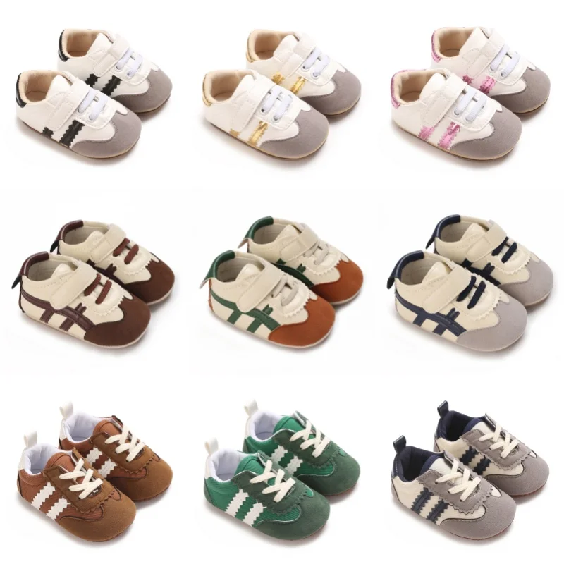 Frühling und Herbst Mode Streifen 0-1 Baby Schuhe Baby Schuhe Schritt Vorne Schuhe Gummi Unten Anti Slip Turnschuhe