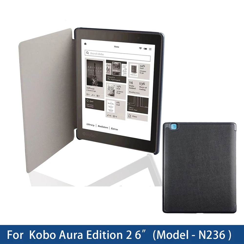 Hülle für Kobo Aura Edition 2 (6 Zoll) HD E-Ink Carta eReader Adsorption Smart Sleep N236 Aura 2 Neue ultraschlanke Flip-Buchhülle Image