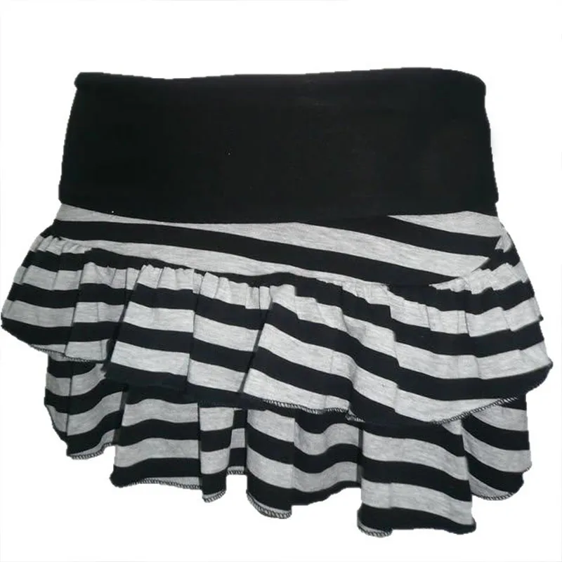 Dunkle Frauen Schlanke Kleidung Japanische Sommer Gothic Mode Grau Gestreiften Rock Casual Vintage Y2K E-mädchen Süße Harajuku kurzen Rock