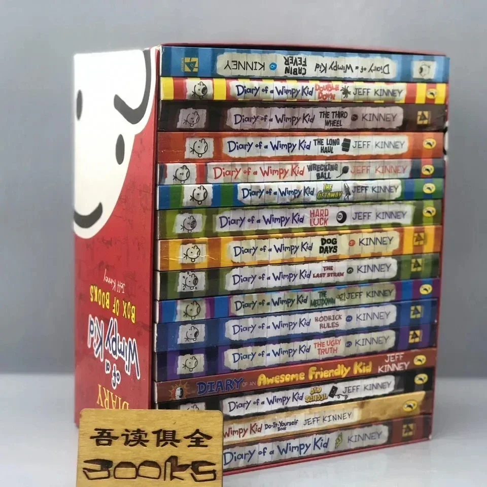 Komplettes Set mit 16 Büchern, Tagebuch von Wimpy Kid, englisches Buch, Tagebuch von Wimpy Kid, verpackte Kinder-Fiction-Bücher