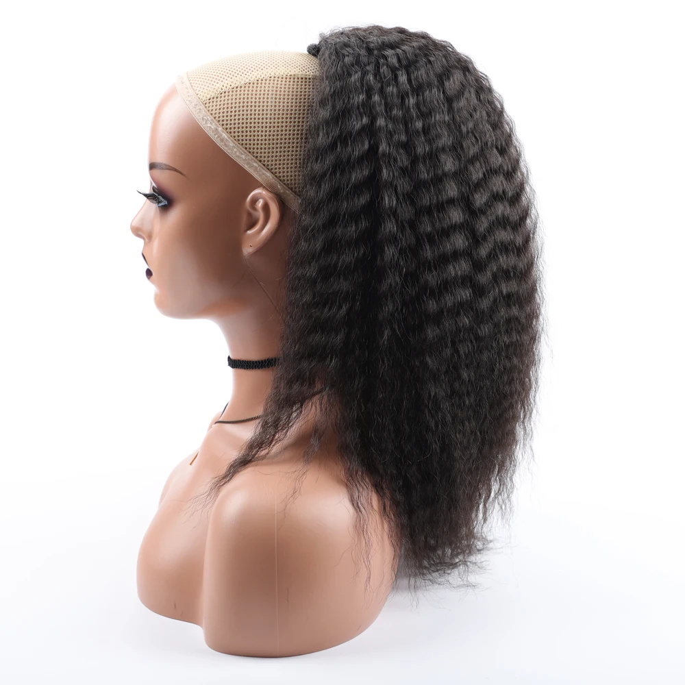 Gefälschte synthetische Kordelzug Pferdeschwanz elastische Haarverlängerung für Frauen verworrene lockige Pferdeschwanz synthetische Haar hohe Puff Afro Haarteil Image