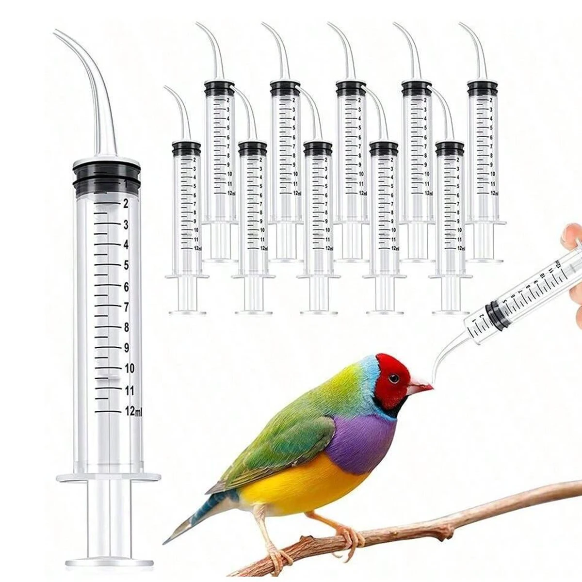 Wisdom Tooth Syringe, 12-teilige Zahnspülspritze mit Messskala und gebogener Spitze für Zahnpflegeflüssigkeit Oral Tonsil Sto Image