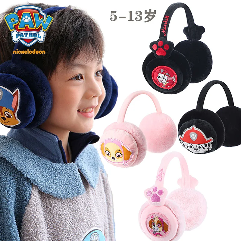 100 % echte Paw Patrol Skye Chase Winter-Ohrenschützer-Handschuhe, Plüsch-Ohrwärme, gefüllte Fäustlinge, für Jungen, Mädchen, Kinder, Kinder, Weihnachtsgeschenk Image