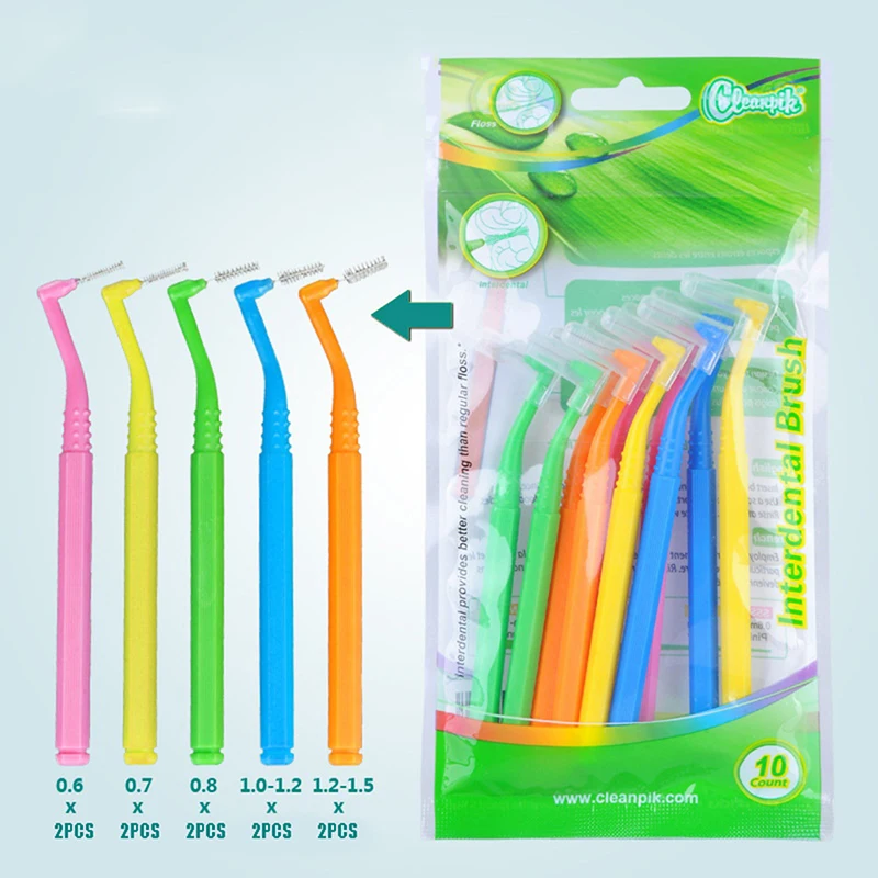 10 Stück/Packung Interdentalbürste, zur kieferorthopädischen Reinigung von Zahnlücken, Mundhygiene-Mikrobürste, Minibürste mit Staubschutz Image
