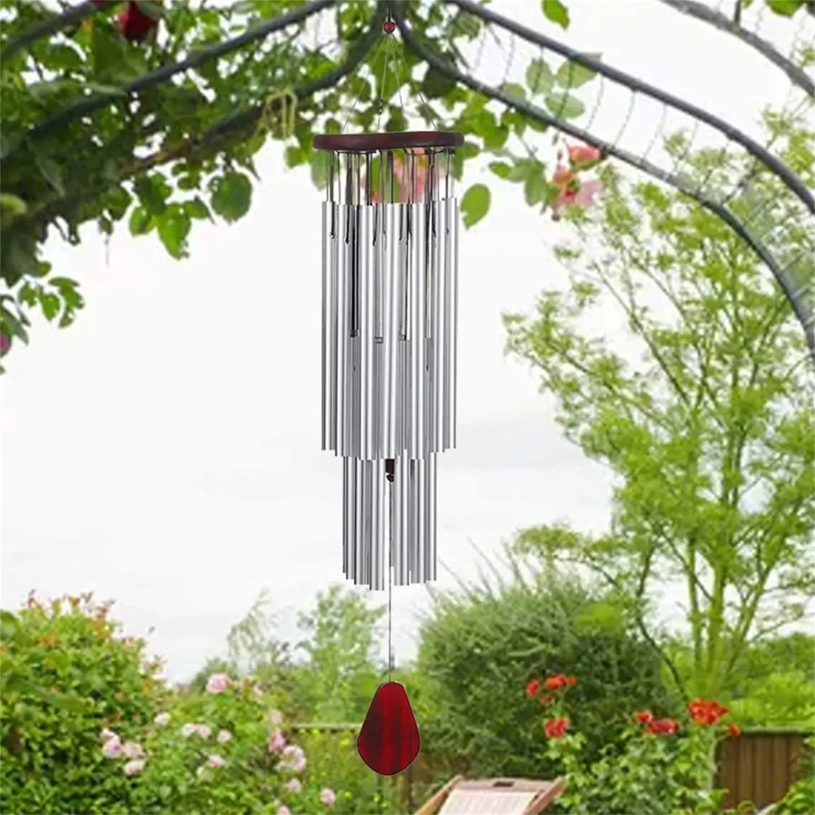 Handgefertigte 27-Röhren-Windspiele für den Außenbereich – Konzerteilung, stimmt für tief beruhigende Geräusche, große Windglocke im Kolibri-Design für Gar Image