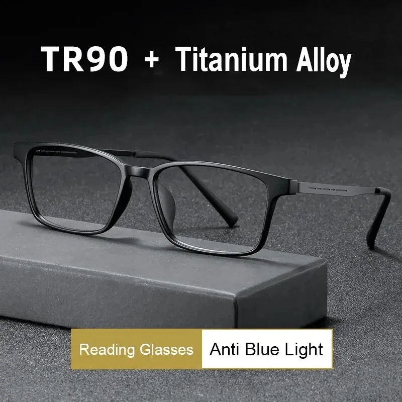 Blau Licht Blockieren Lesebrille Männer Frauen Ultraleicht TR90 Titan Legierung Optische Rahmen Brillen Platz Brillen Image