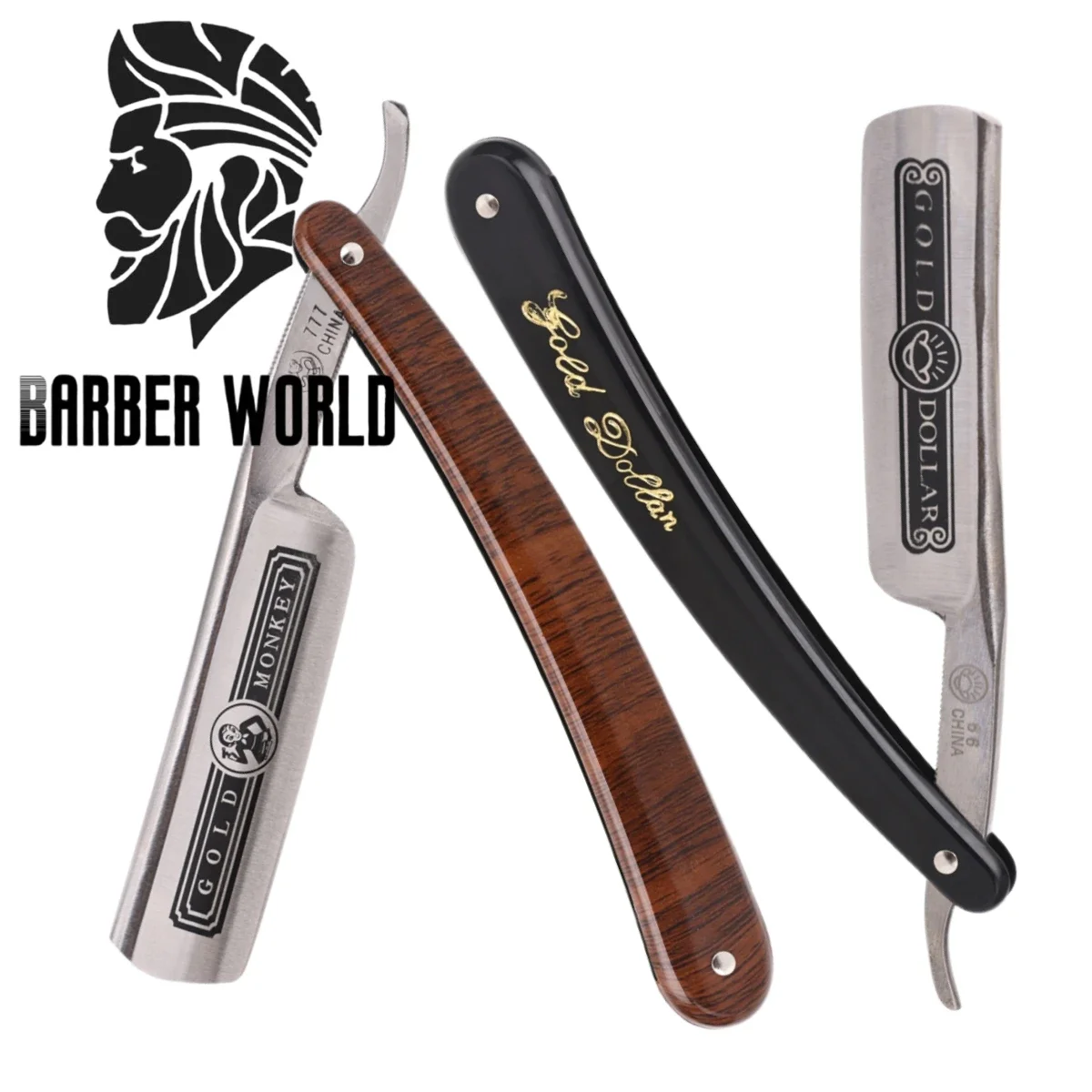 Professioneller manueller gerader Rasierer für Herren, Gold Dollars, klassischer scharfer Rasierer, Friseur-Gesichtsepilierer, Klapprasierer aus Edelstahl Image