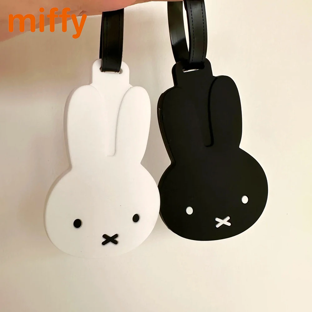 Kawaii Miffy Niedlicher Gepäckanhänger, Cartoon-Kaninchen, Silikonkautschuk, einfacher Stil, Gepäckprüfung, verhindert Verlieren von Karten, Mädchen-Geschenk Image