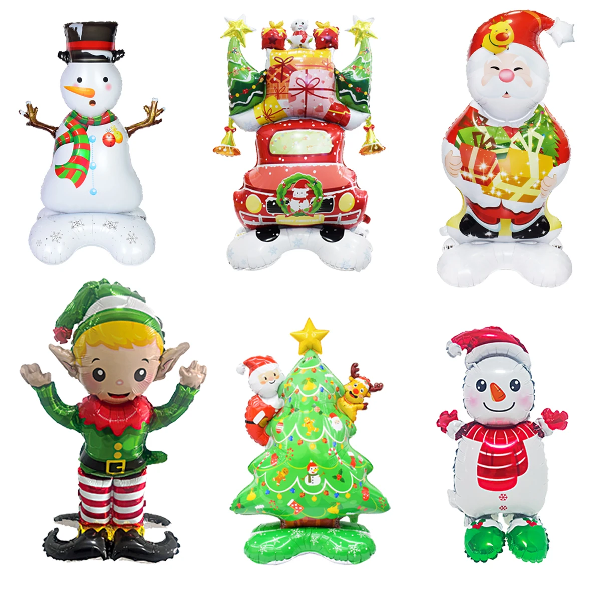 1 stück Kleine Ständer Sockel Weihnachten Thema Santa Claus Schneemann Baum Elf Auto Form Folie Ballons Weihnachten Dekoration Navidad 2026