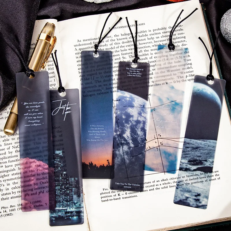 5 teile/paket Space Tour Serie Lesezeichen PVC Lesen Lesezeichen dämmerung mond Buch Seite Marker Schreibwaren Image