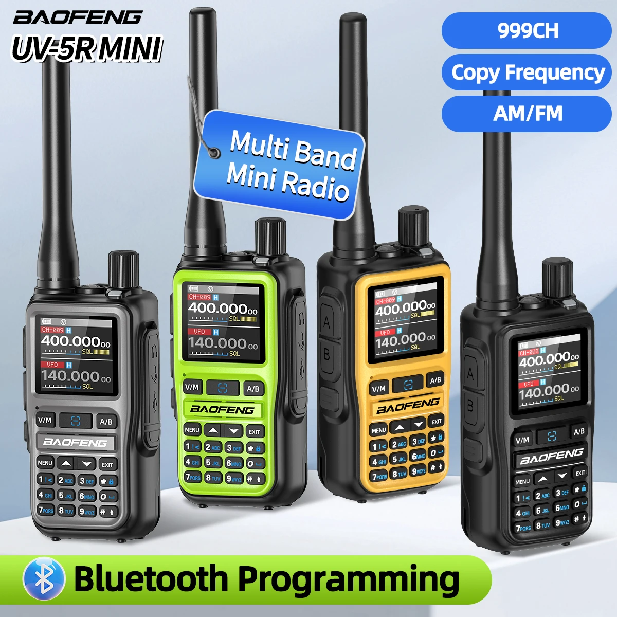 BAOFENG UV-5R Mini-Vollband-Walkie-Talkie, Bluetooth-Programmierung, kabellose Kopierfrequenz, Typ-C-Amateurfunk mit großer Reichweite für Camping Image