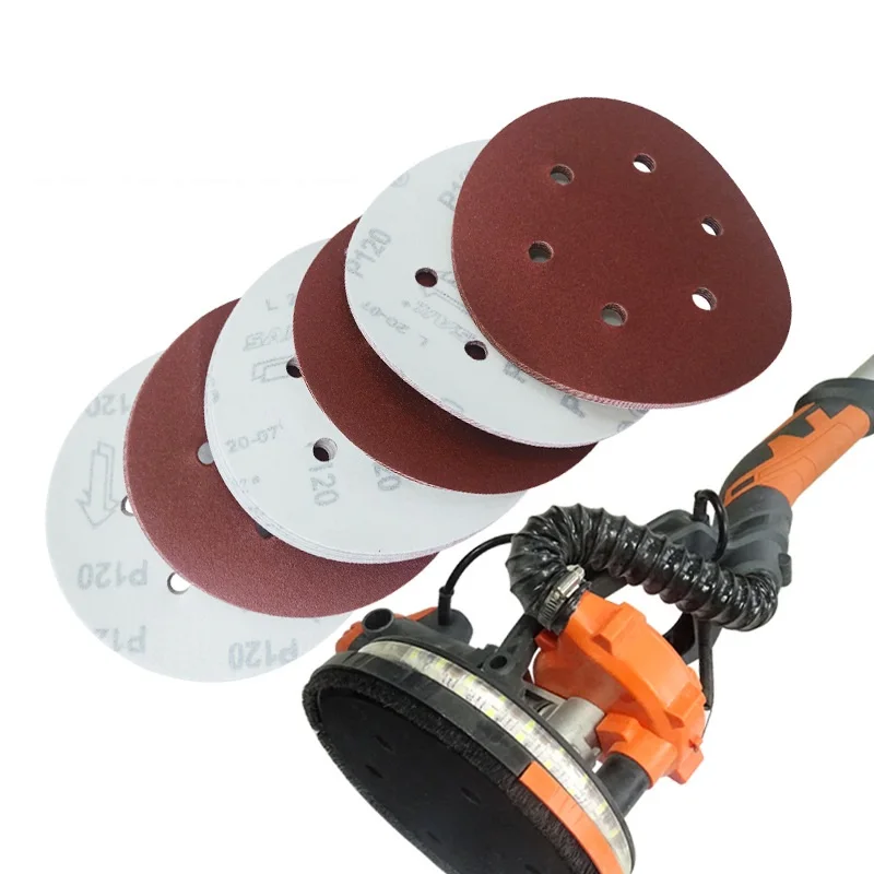 9 Zoll 6 Löcher 225 mm Schleifscheiben Körnung 40–2000 Beflockung Schleifpapier Exzenterschleifer Klettverschluss Aluminiumoxid-Schleifpapier Image