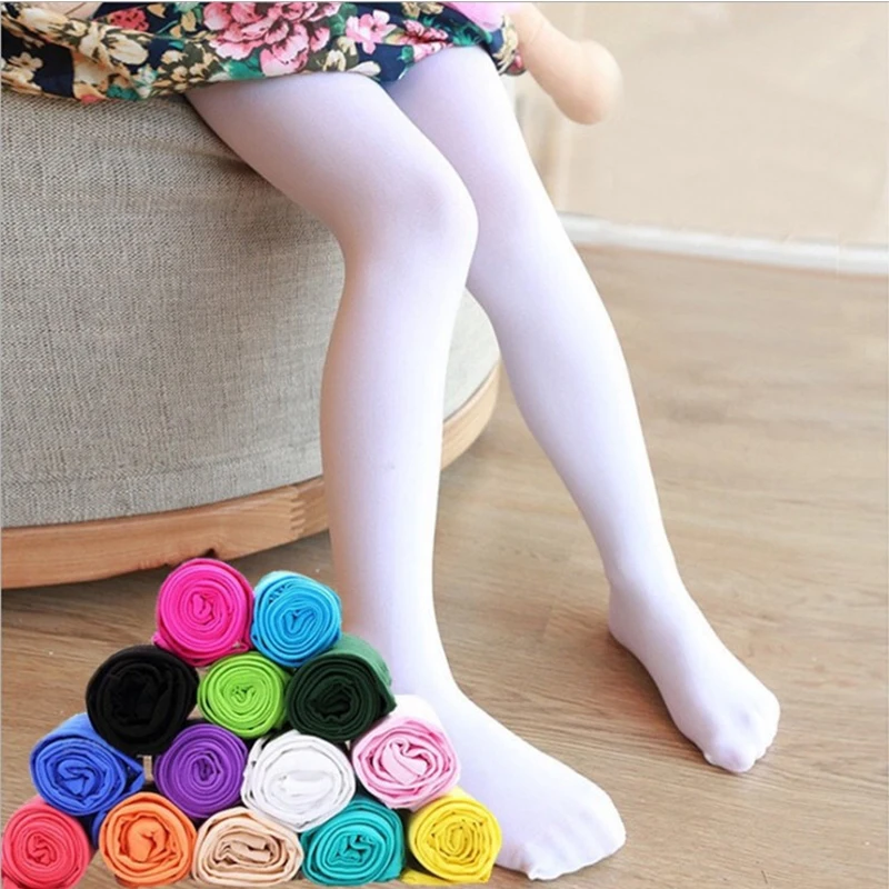 Sommer Frühling Candy Farbe Kinder Strumpfhosen Ballett Tanz Strumpfhosen für Mädchen Strumpf Kinder Samt Solide Weiße Strumpfhosen Image