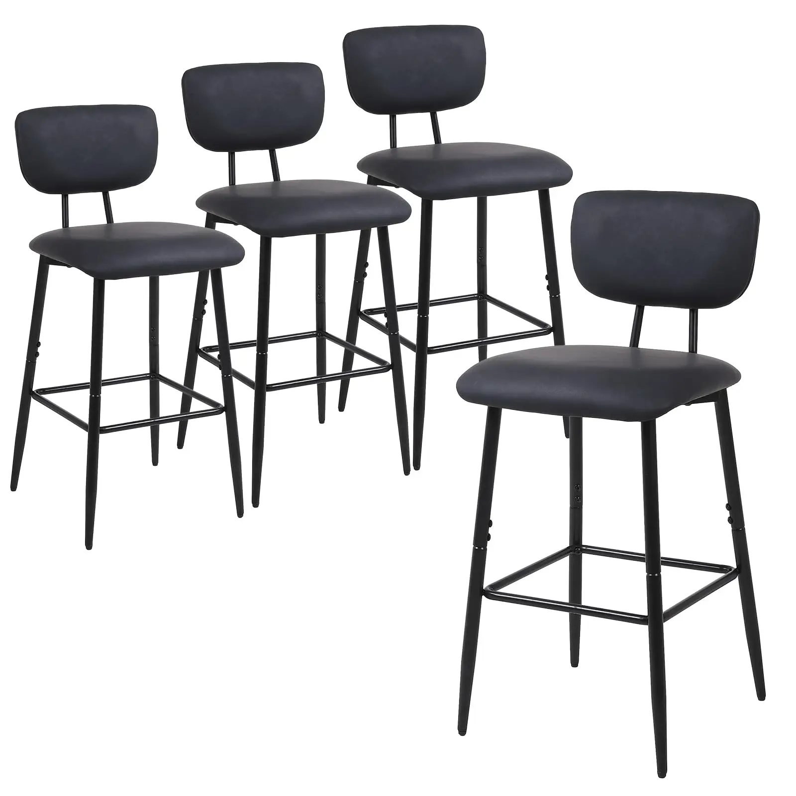 Ralex-Stuhl Frühstücks-Barhocker, 4er-Set, Barstuhl aus Leder, Küchenhocker mit Rückenlehne, Inselstühle für die Küchentheke