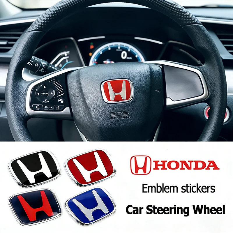 Honda Lenkrad H Logo Aufkleber Rot Schwarz Innenraum-Dekor für Civic Accord City CR-V Jade Fit Odyssey Hybrid Auto-Zubehör Image