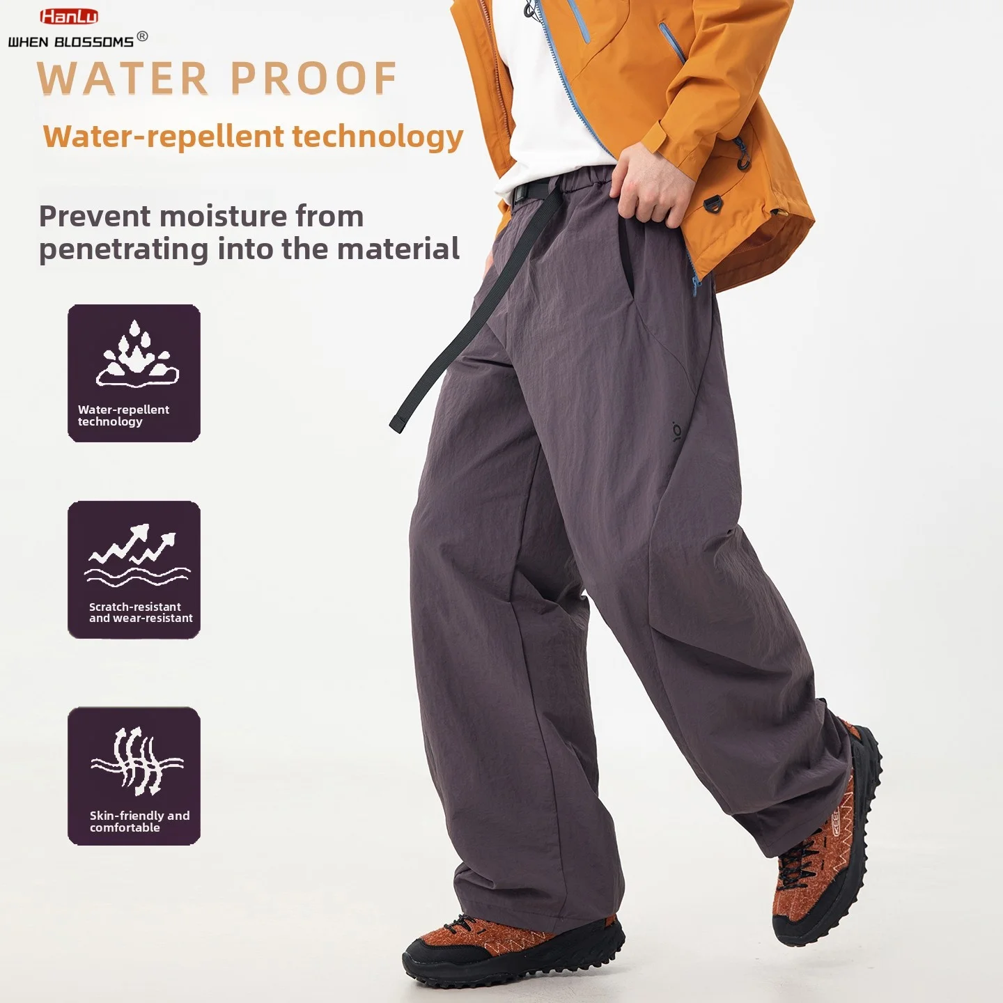 Technische Cargohose für Herren 2026, wasserabweisende Arbeitskleidung, J-Cut-Fallschirm-Design, plissierte Panel-Aktivhose, lockere Passform Image