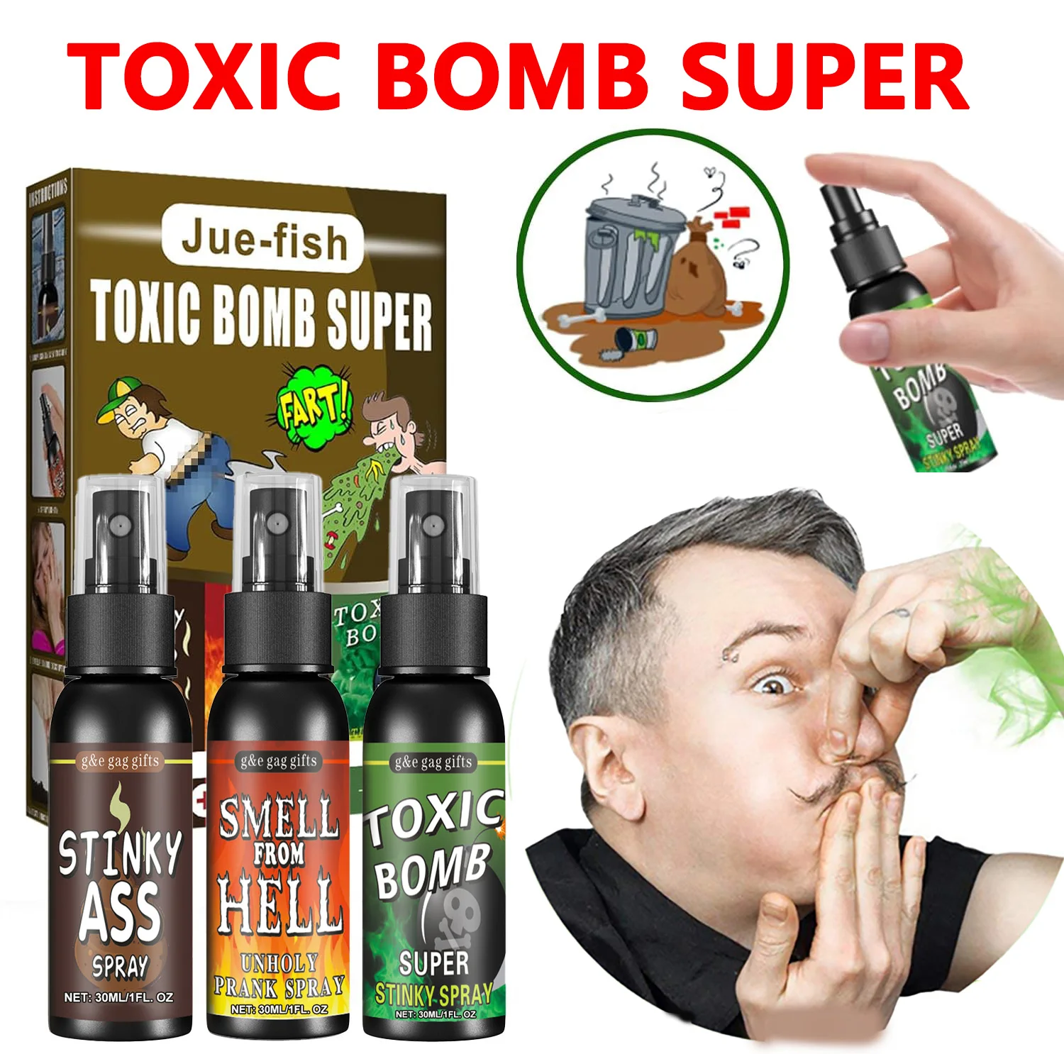 Heißer Verkauf Furz Spray Stink Bombe Streich Flüssigkeit für Witz Stinky Poop Hölle Bombe Geruch Praktische Witz Spielzeug für Freunde Party Image