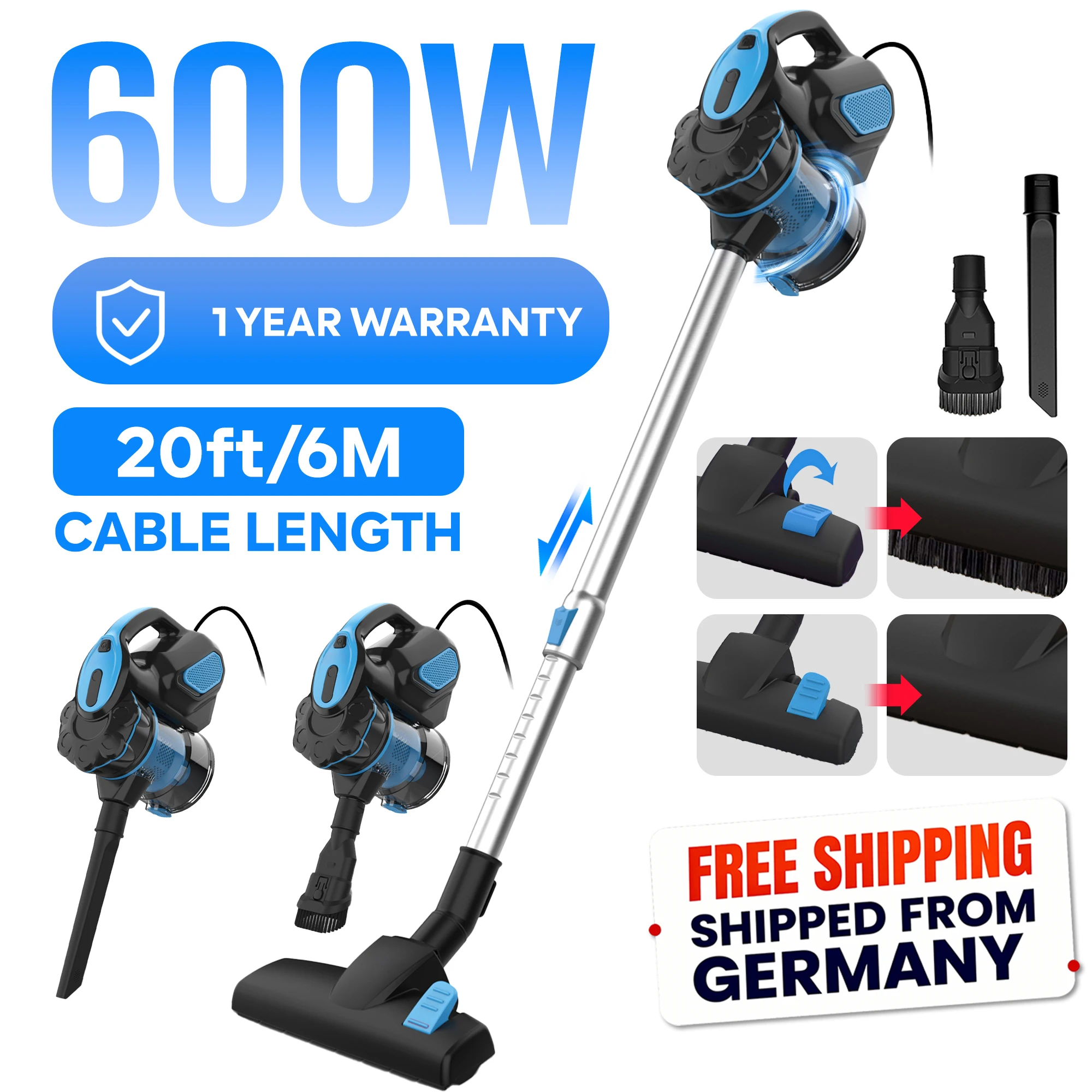 I5 Staubsauger 600W | Saugkraftmotor | 6m Kabel | Gegen Tierhaare & Allergien Image