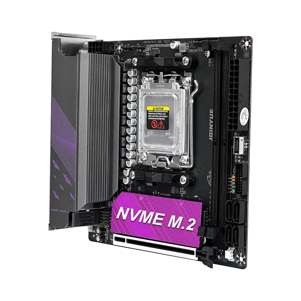Das JGINYUE AM5-Motherboard unterstützt CPU-Prozessoren der AMD Ryzen 7000-Serie DDR5 Dual-Channel-Speicher RAM ITX B650i Night Devil Image