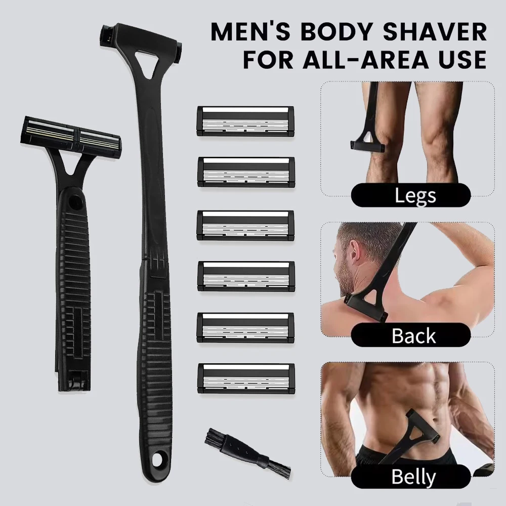 Männer Triple Blade Manuelle Zurück Maschine Haar Rasierer Sicherheit Lange Griff Faltbare Trimmer Körper Bein Griff Entfernung Rasieren Rasierer Image