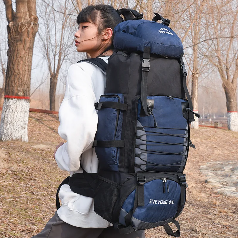 Große 90L Reisetasche Camping Rucksack Wandern Armee Klettern Taschen Bergsteigen Sporttasche Outdoor Schulter Rucksack Männer Frauen