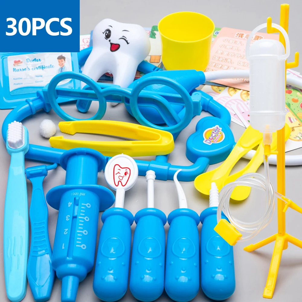 Arzt-Spielset für Kinder, 30-teiliges Arztspielzeug, pädagogische medizinische Zahnarzt-Werkzeuge, Stethoskop-Spielzeug, Geschenk für Jungen und Mädchen Image