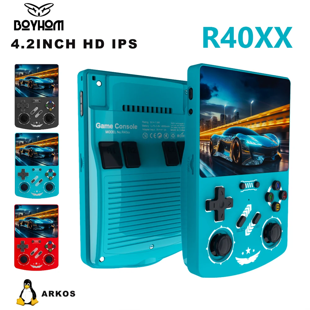 BOYHOM R40XX Handheld-Spielekonsole – Linux OS 4,2 Zoll IPS, 4000 mAh, Open Source (ArkOS), tragbarer Retro-Player für Weihnachten Image
