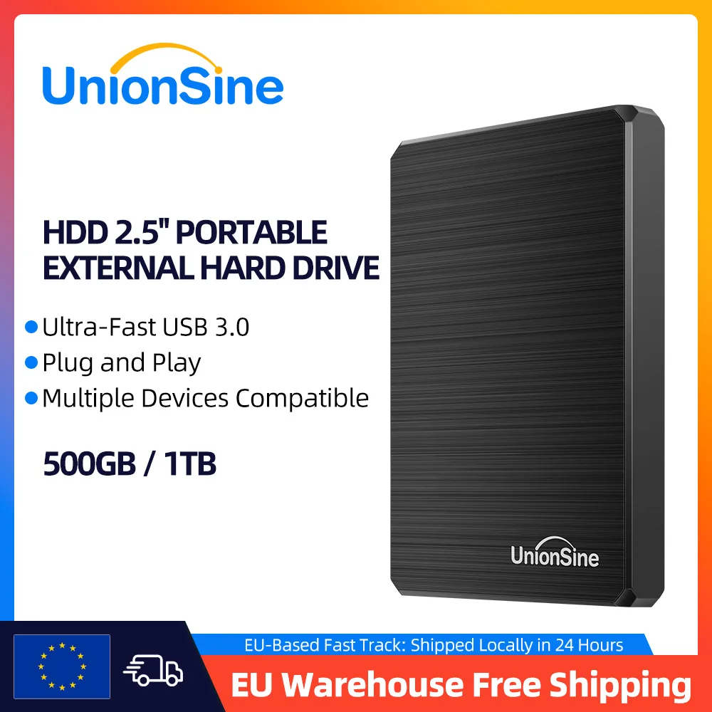 UnionSine HDD Tragbare externe Festplatte 1 TB/500 GB 2,5-Zoll-Disk-Speicher USB-Speicher für Gaming-PC-Tablets, Notebooks, Desktop-Computer Image