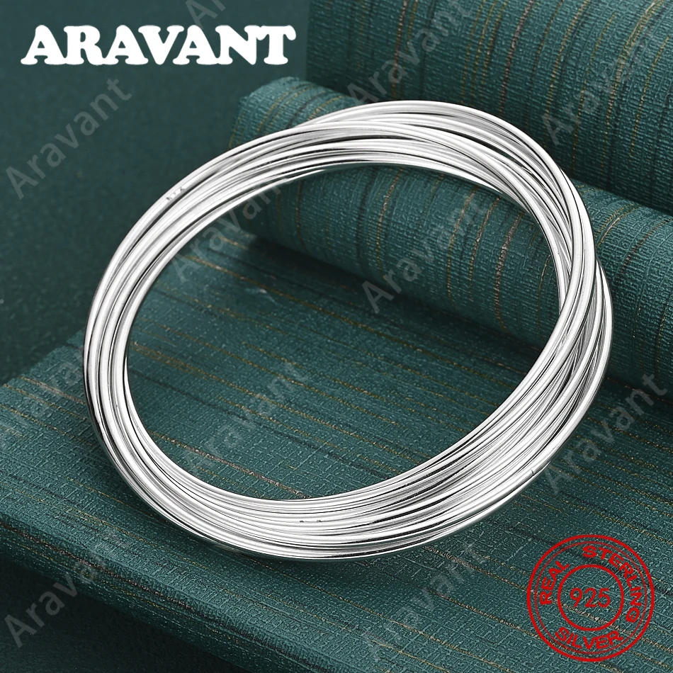 Armband aus 925er-Sterlingsilber mit zehn glatten Kreisen – exquisiter und süßer Hochzeitsschmuck für Frauen Image