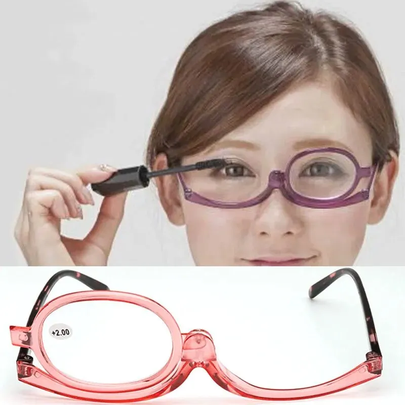 Neue Rotierende Vergrößerungs Make-Up Lesebrille Für Frauen Klapp Clamshell Kosmetische Presbyopie Brille Für Ältere Unisex Image