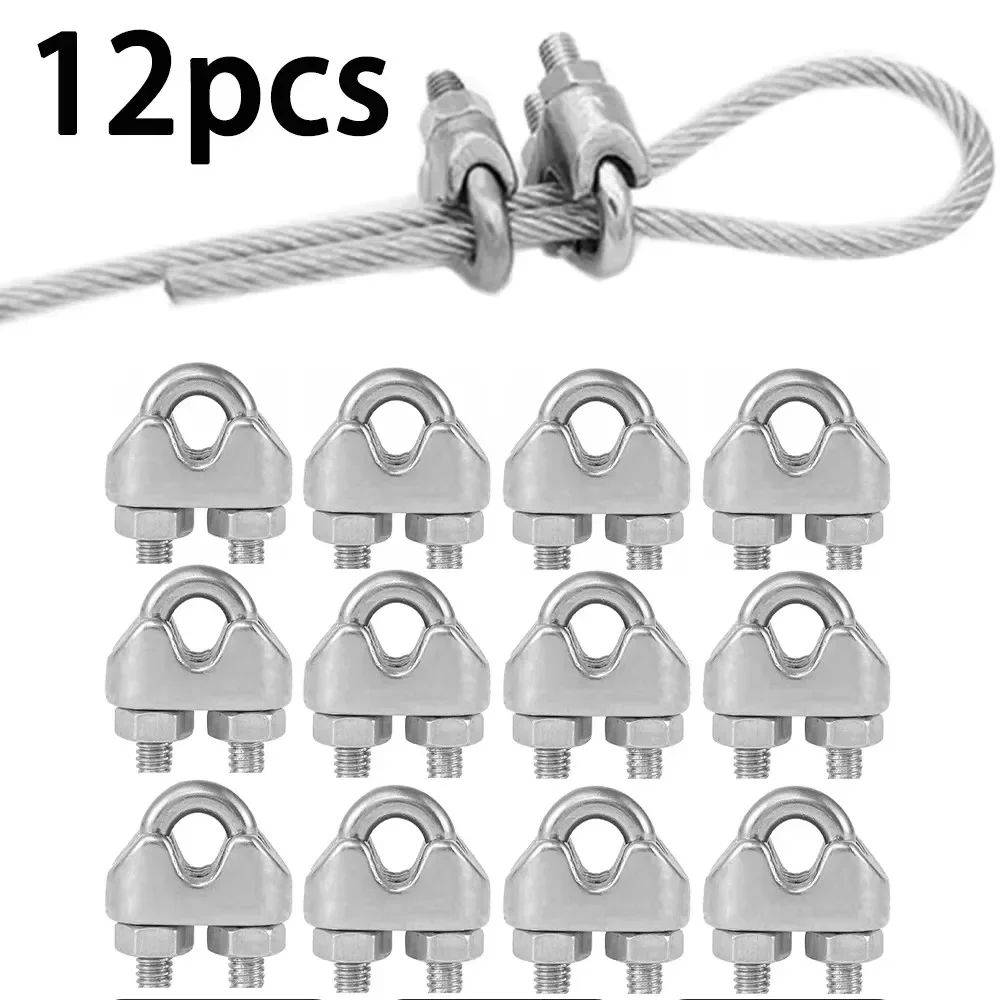 12 Stück U-förmige Kabelklemmen Drahtseil-Befestigungsclip Edelstahl U-Bolzen Sattelklemme Drahtseilklemmen Metallkabel Image