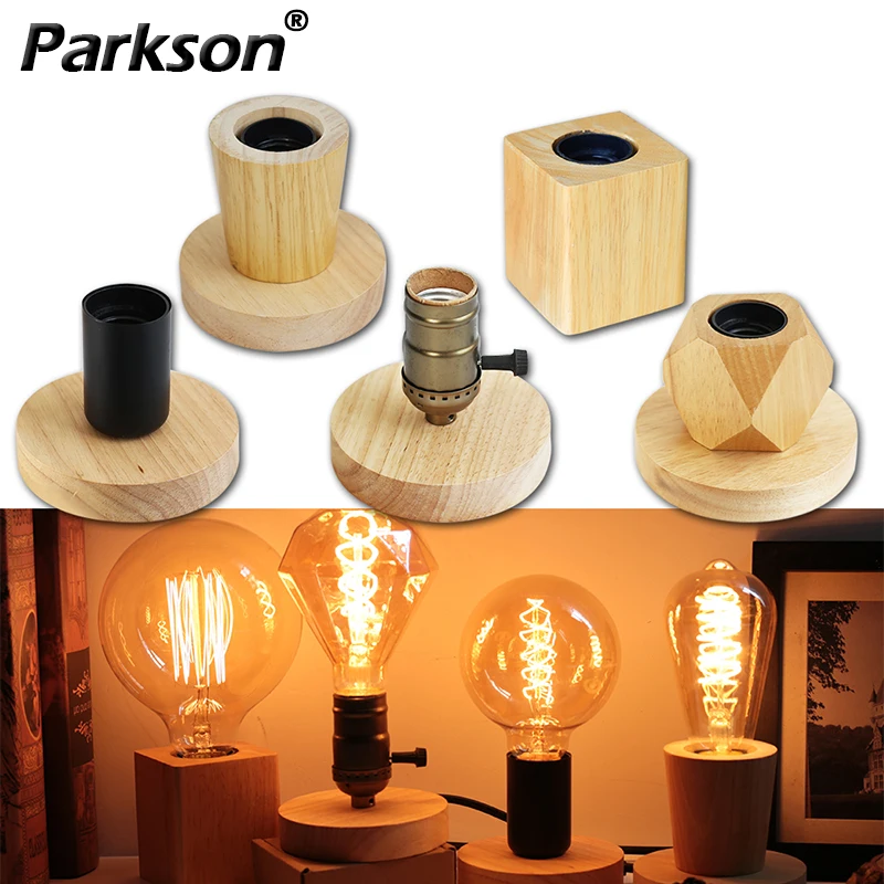 Retro Vintage Tischlampe Holz E27 Nachtlicht 85-265V EU-Stecker für Schlafzimmer Nachttischlampe Bodendekoration Mehrere Formen
