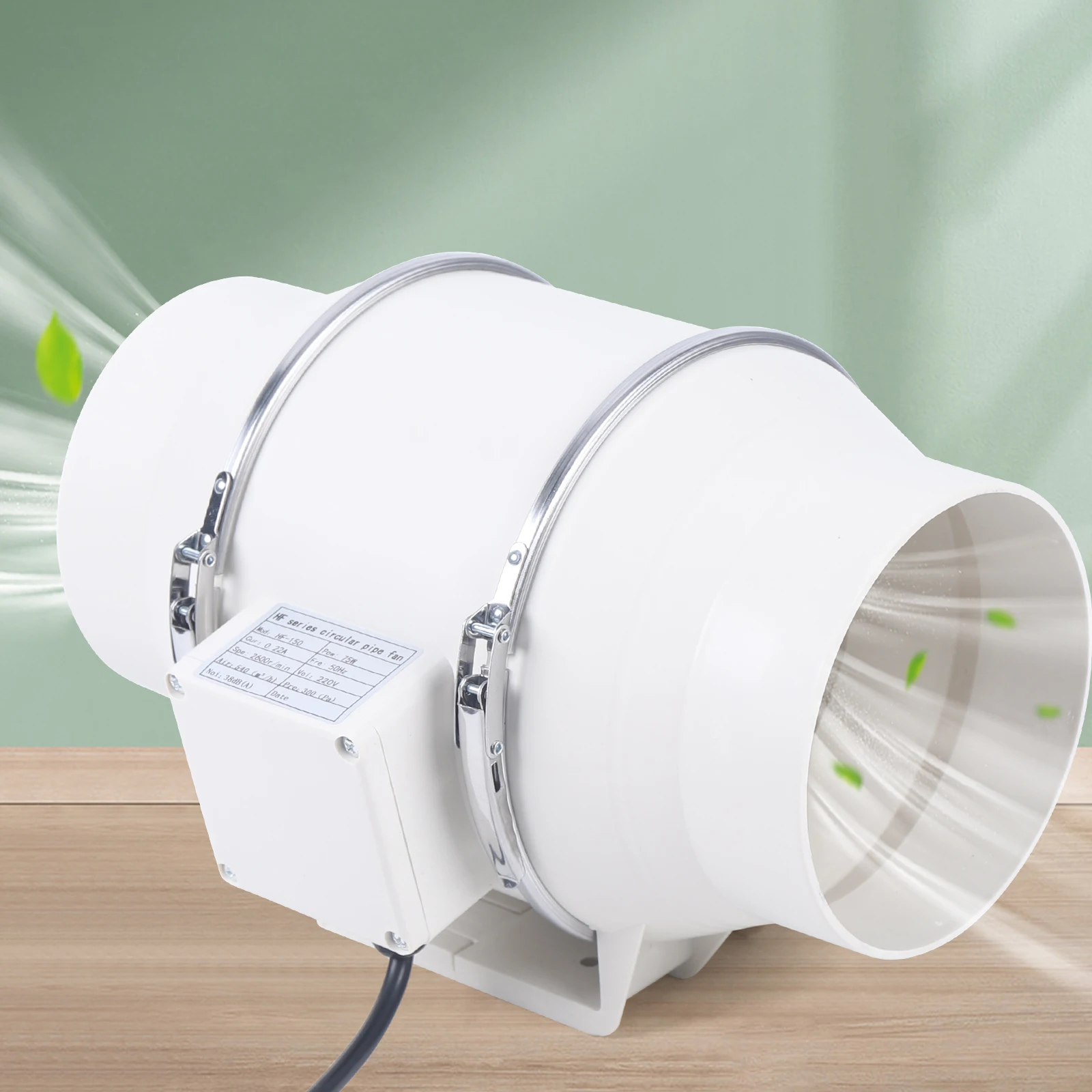 220 V Abluftventilator, leiser Kanalventilator, 2600 U/min, Kanalventilator, Rohrabsauger für Küche, Badezimmer, Toilette (HF-100/HF-150/HF-200) Image
