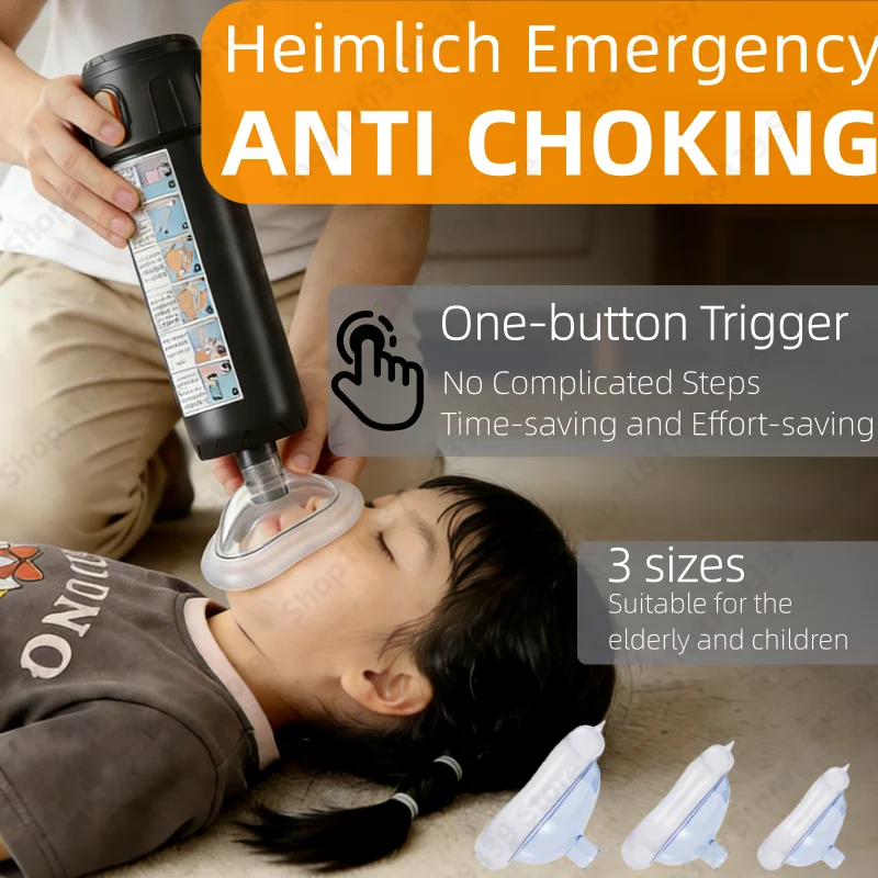 Anti-Erstickungs-Auto-Heimlich-Erste-Hilfe-Erste-Hilfe-Rettungsgerät mit S&M&L-Maske für Erwachsene und Kinder, Rettung, lebensrettender Notfall Image