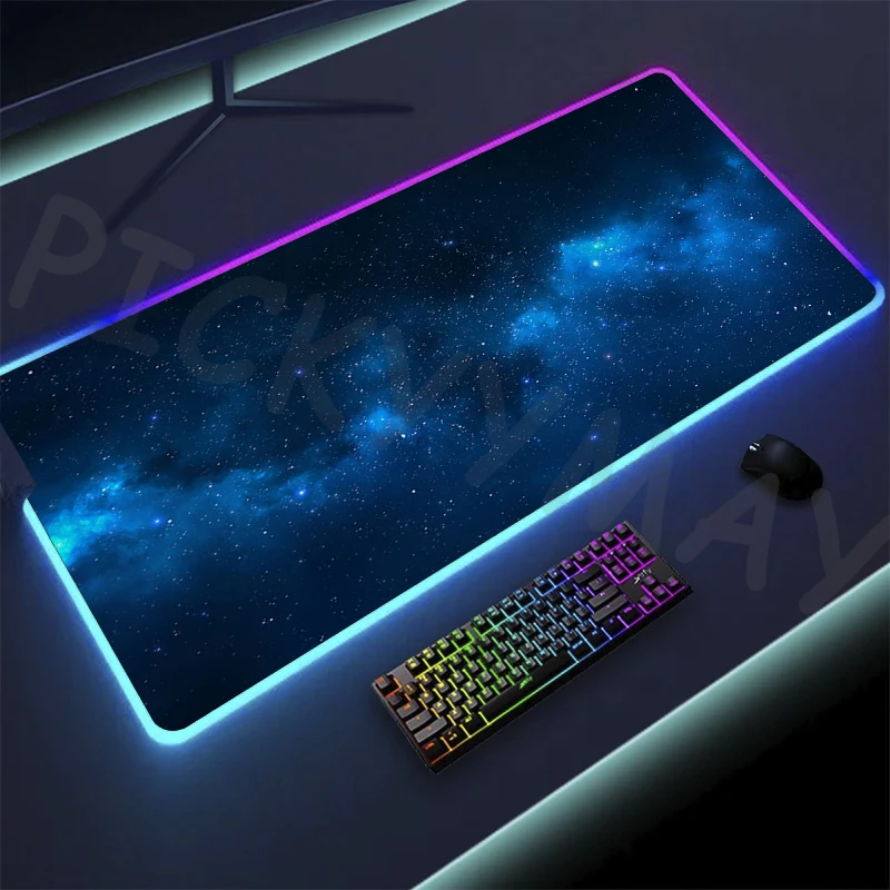 Universe RGB Gaming-Mauspad Weltraum-Mausmatten LED Großes Gamer-Mauspad XXL Tastaturunterlage Leuchtende Schreibtischunterlage Mauspad mit Hintergrundbeleuchtung Image