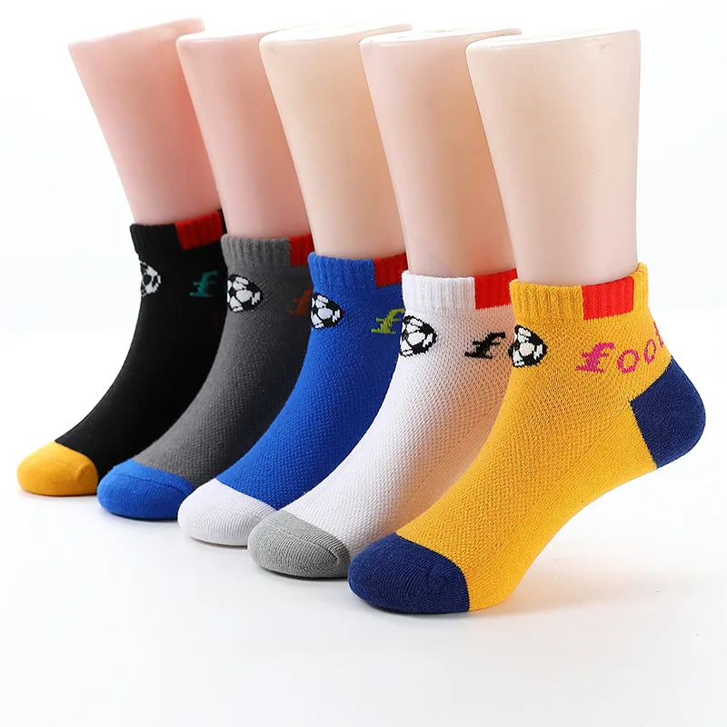 2024 Kindersocken aus Baumwolle, Sommer-Mesh, atmungsaktiv, für Kinder, Cartoon, Jungen und Mädchen, 2–15 Jahre, 5 Paar Image
