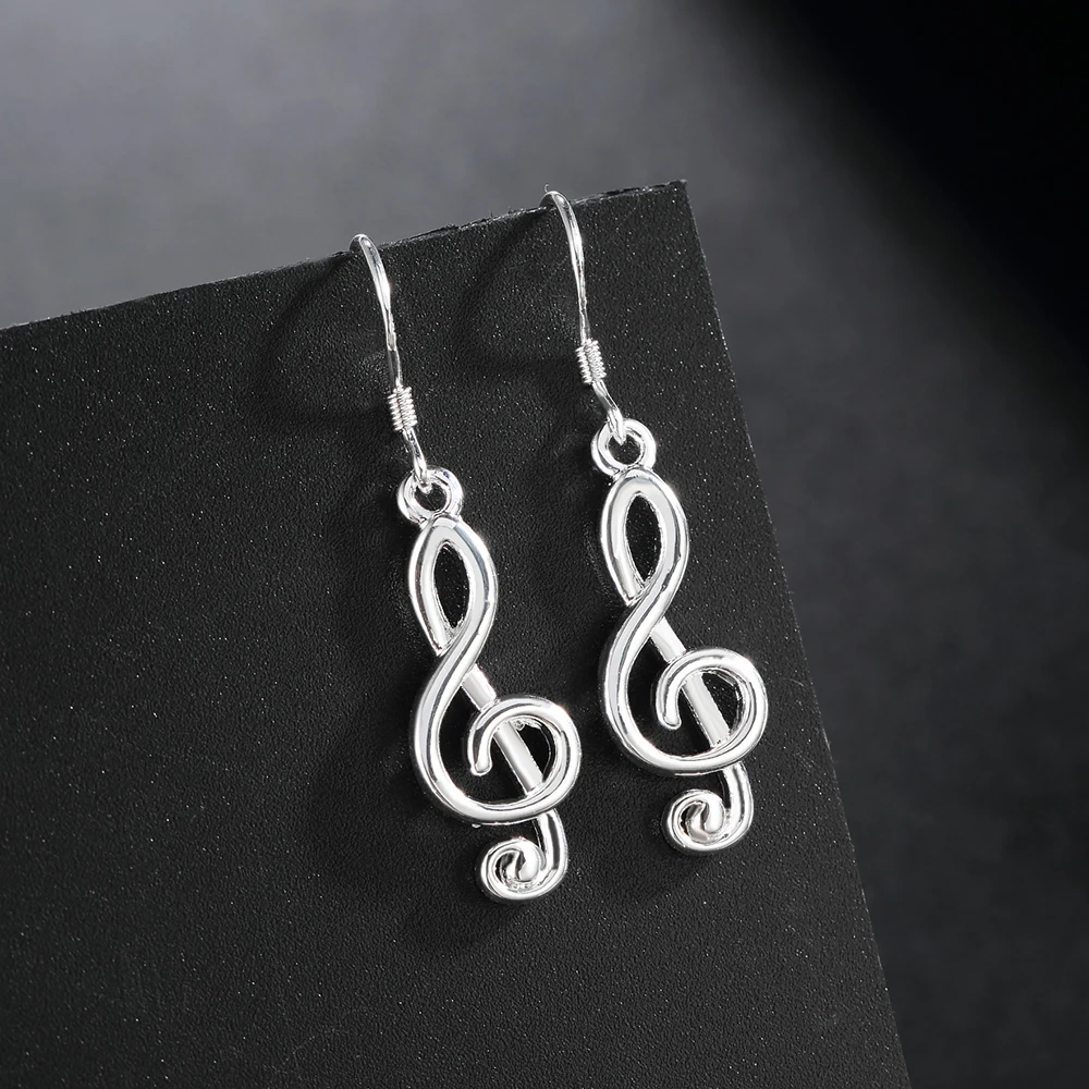 Heiße Ohrringe aus 925er-Sterlingsilber mit romantischer Musiknotation für Damen, hochwertige, feine Party-Marken, Schmuck, Weihnachtsgeschenke Image