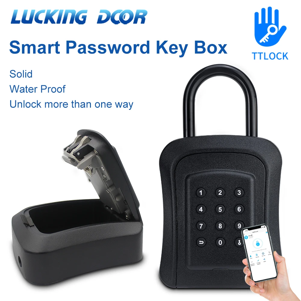 TTlock Elektronischer Schlüsselsafe, Schlüsselkasten, Ziffernpasswort, Code, Wandmontage, Sicherheits-Pad-Schloss für Zuhause, Büro, Schlüsselsafe, geheime Aufbewahrungsbox