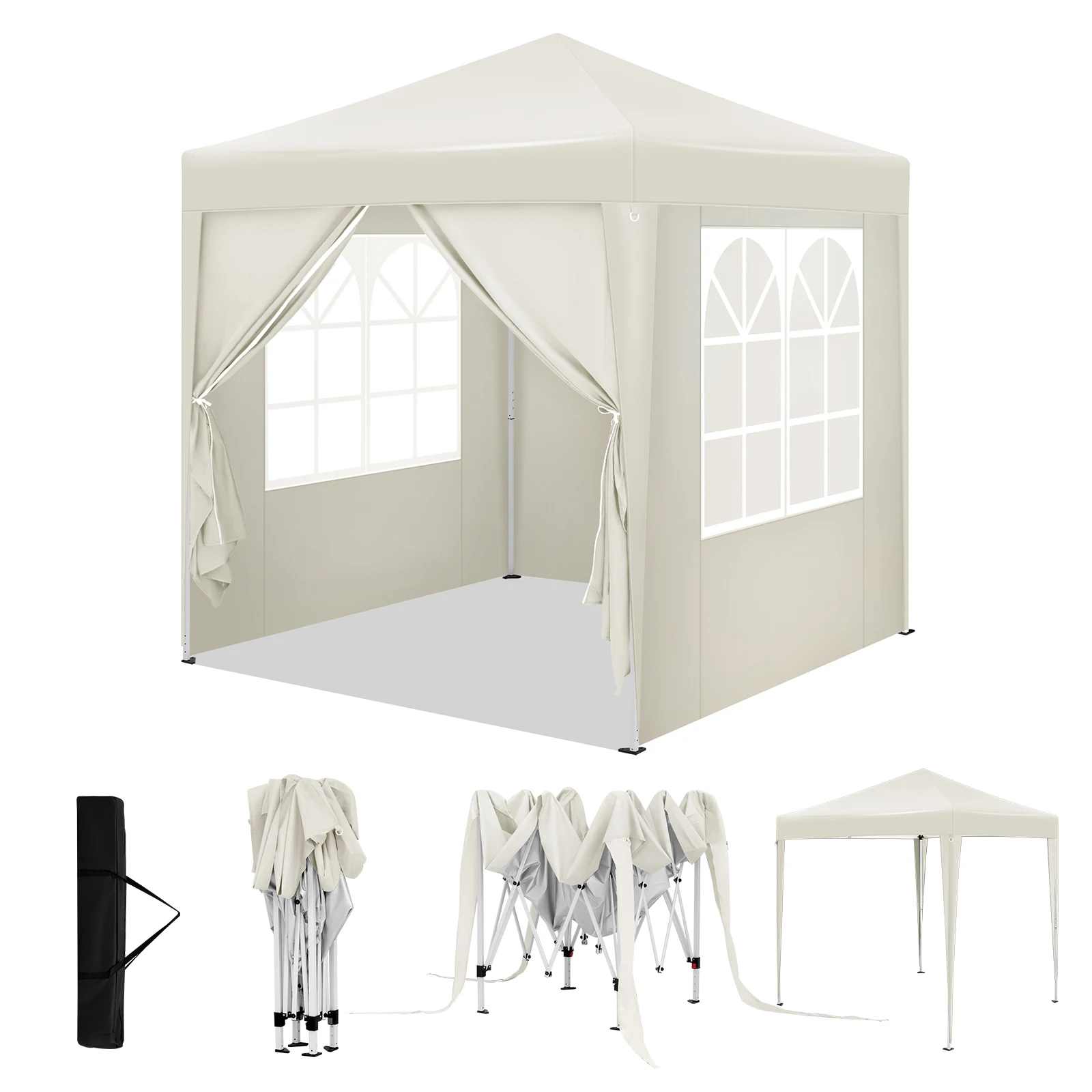 WOLTU Klappbarer Gartenpavillon, Überdachung, Pergola, 2 x 2 m, mit 4 Seitenwänden, höhenverstellbar, UV-Schutz, wasserdicht, mit Tragetasche Image