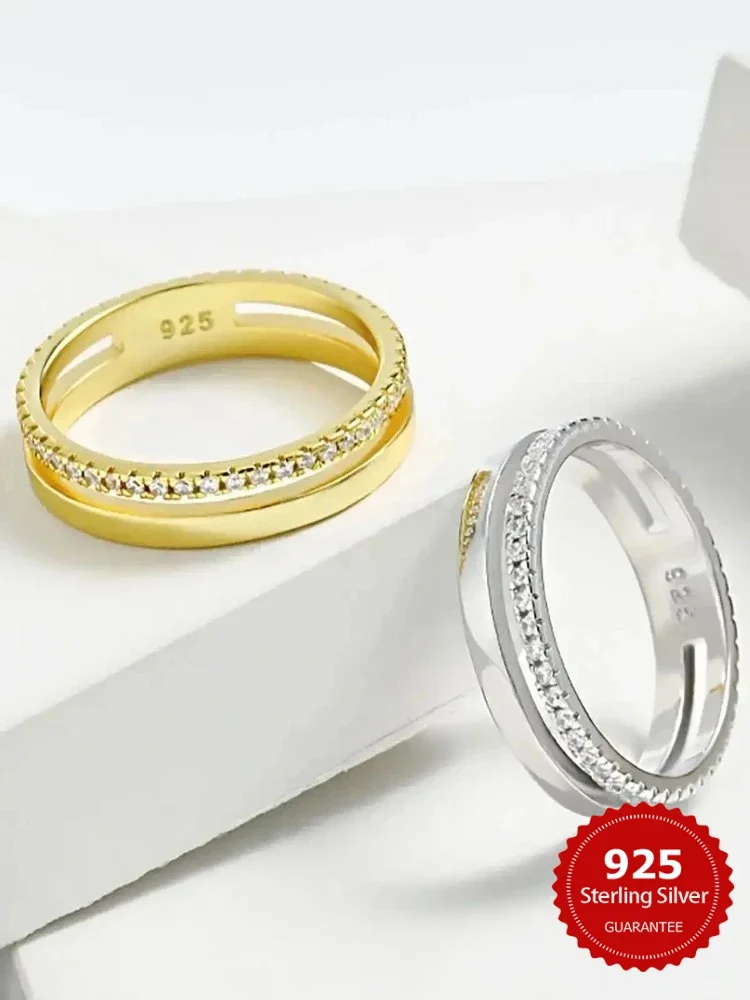 Klassischer, wunderschöner, funkelnder Zirkonring aus 925er-Sterlingsilber für Damen, Verlobung, Hochzeit, Luxusmode, hochwertiger edler Schmuck Image
