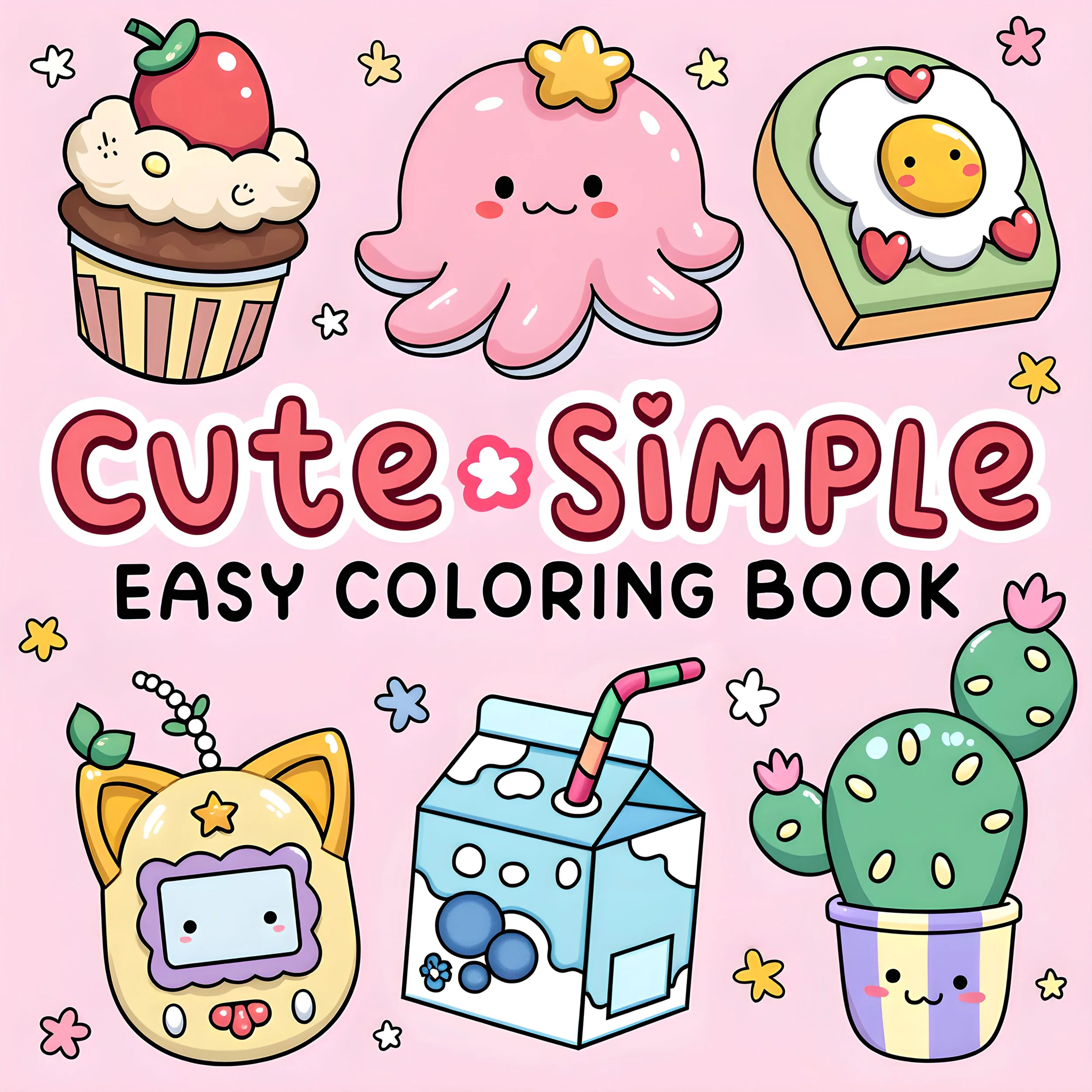 Niedliches und einfaches Malbuch mit kräftigen, einfachen Mustern für Erwachsene, niedliches Zeichenbuch, perfektes Geschenk für Party und Geburtstag Image