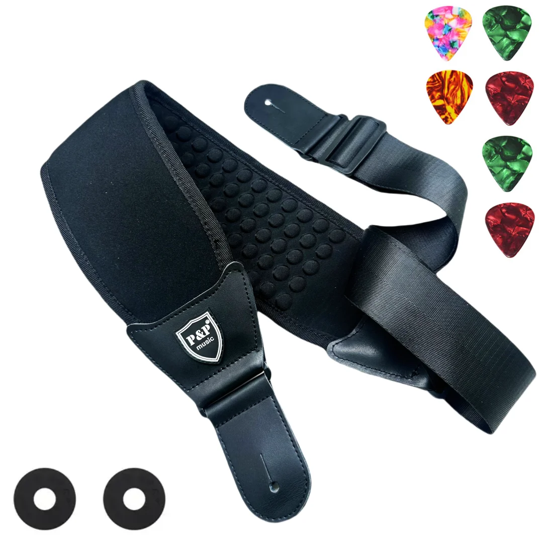P & p 3d Schwamm Gitarren gurt Gürtel atmungsaktiv bequem verstellbar Akustik gitarre gepolsterte Gurte E-Gitarren gurt Bass gürtel Image