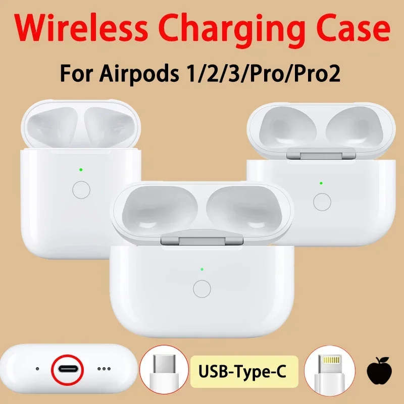 Kabelloses Ladeetui als Ersatz für die Original-Airpods Pro 1/2/3 Generation, Ersatz-Ladebox mit [USB Typ C] Laden Image