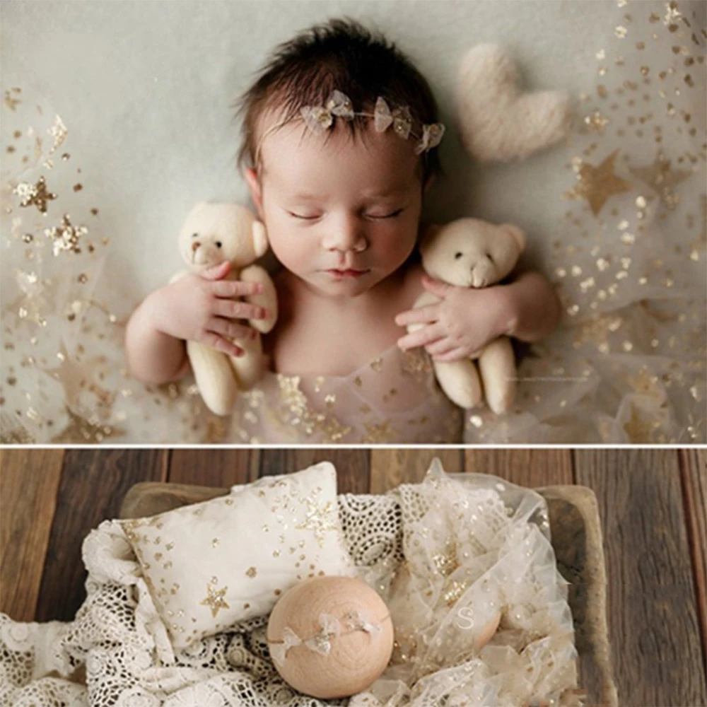 Neugeborenen Fotografie Requisiten Baby Spitze Wrap für Foto Schießen Bling Stern Spitze Foto Hintergrund Hintergrund Kleidung Studio Zubehör